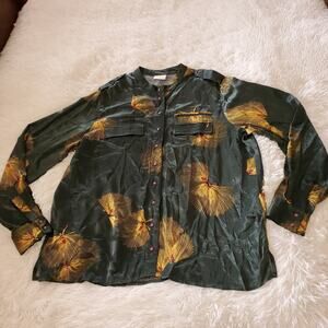 VILA 100% Viscose Long-sleeved Snap-front Mandarin Collar Size 40 (US 10)